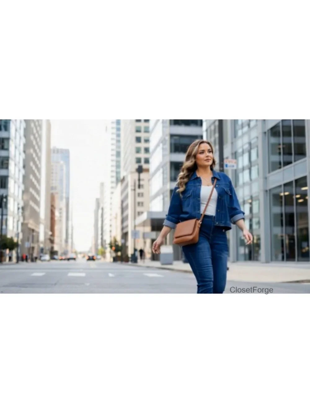 Plus Size Denim Jacket Long Sleeve Button Down Trucker with Pockets